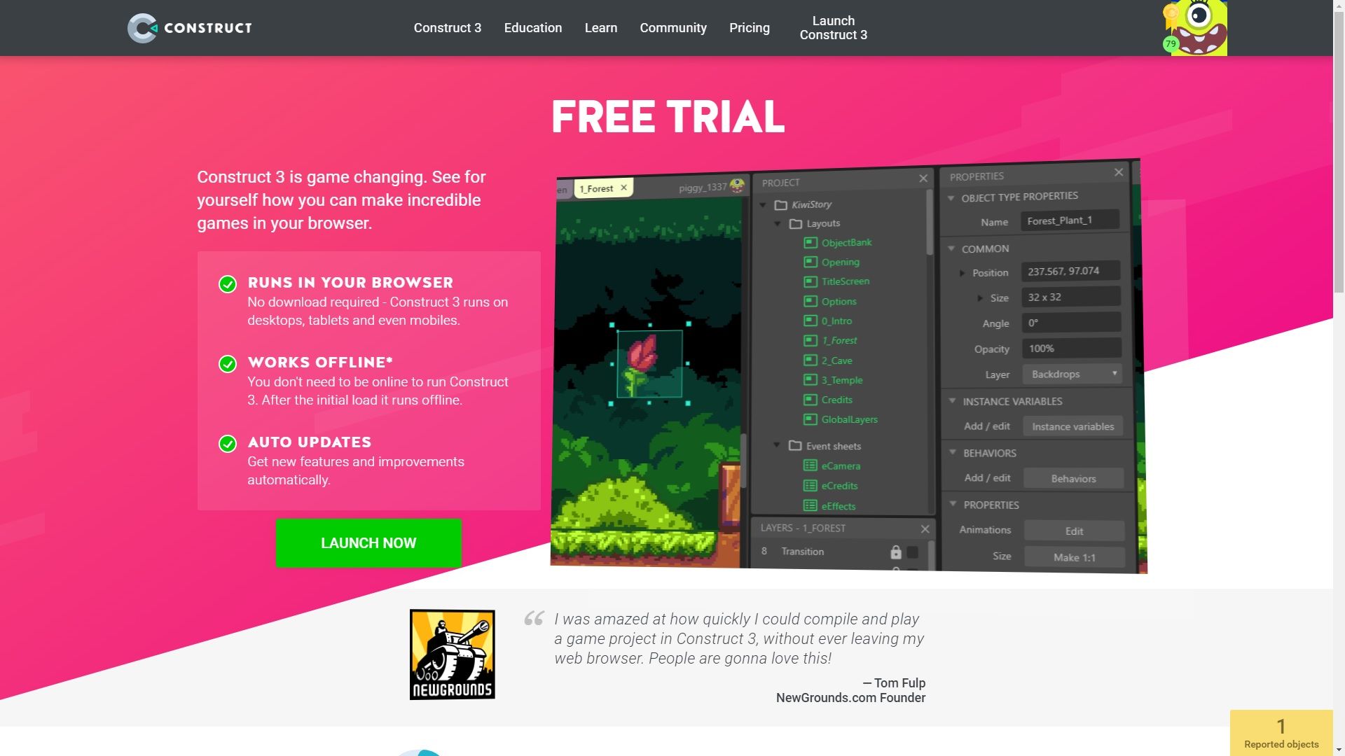 Use our free version of Construct 3